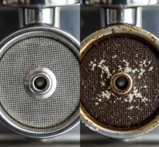 Σύγκριση Καθαρού Και Βρώμικου Shower Screen Με Συσσώρευση Αλάτων Και Ελαίων Καφέ.