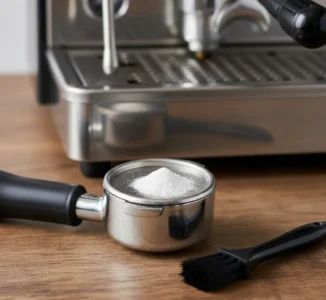 Πορτ-Φίλτρο Με Τυφλό Καλάθι Και Λευκή Σκόνη Καθαρισμού Για Τη Διαδικασία Backflushing.