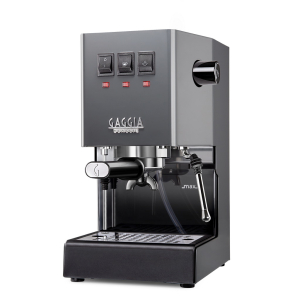 gaggia classic e24 industrial grey μηχανή espresso σε γκρι χρώμα για αλεσμένο καφέ ή ESE pods με ανοξείδωτη κατασκευή