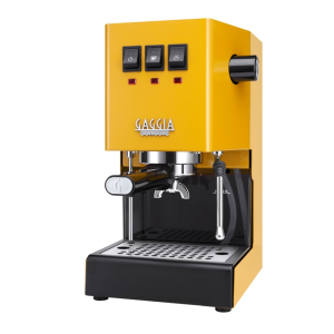gaggia classic e24 sunshine yellow μηχανή espresso σε κίτρινο χρώμα για αλεσμένο καφέ ή ESE pods με ανοξείδωτη κατασκευή