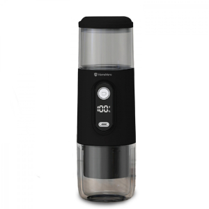 homevero hv-pem5b portable espresso maker φορητή μηχανή espresso μαύρη με πίεση έως 8 bar, μπαταρία 7.4V και φόρτιση USB Type-C