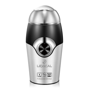 lexical lcg-0710 50g μύλος άλεσης καφέ 200W ασημί με ανοξείδωτο περίβλημα, καπάκι ασφαλείας και προστασία υπερθέρμανσης