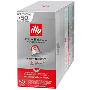 Κάψουλες Illy Classico, συμβατές με Nespresso, Maxi Pack 50 τεμάχια, 100% Arabica espresso